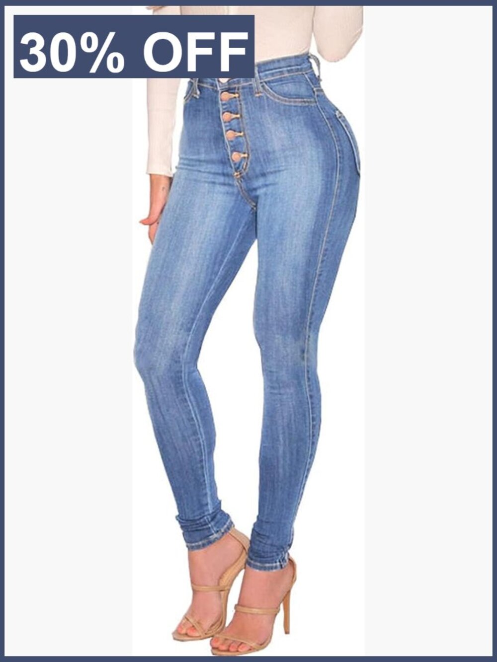 High Waist Skinny Butt Lifting Jeans Stretchy Colombian Push Up 5 Button